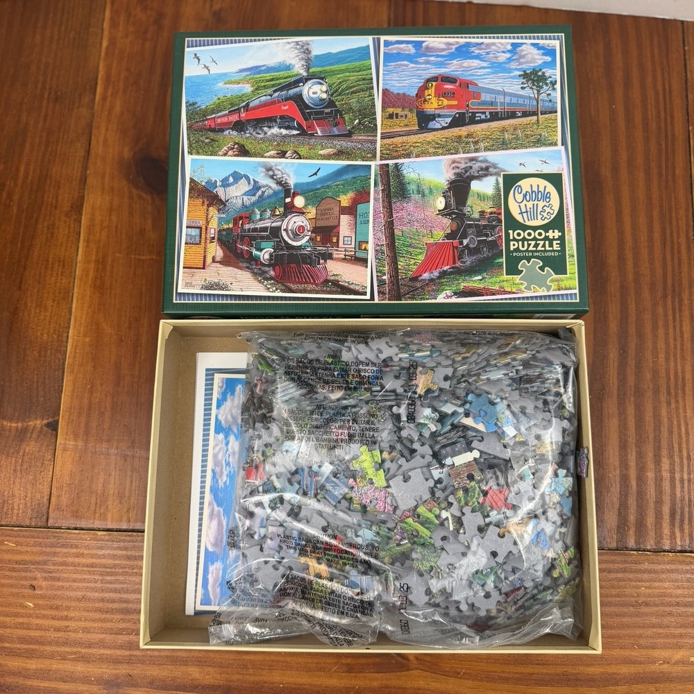 Historic Locomotives 1000 Piece Jigsaw Puzzle Cobble Hill New - Picture 3 of 5